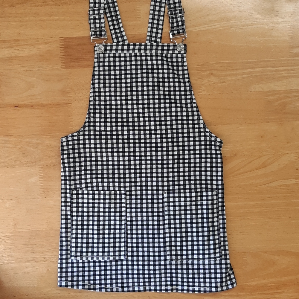 Black and White checkered Overall Dress